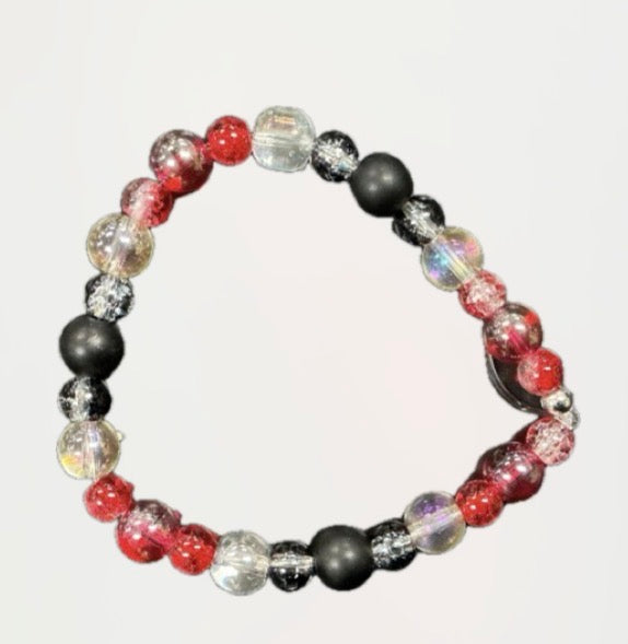Red,black and clear bracelet