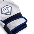 Youth Fastpitch Batting Gloves grey navy blue - front wrist strap view